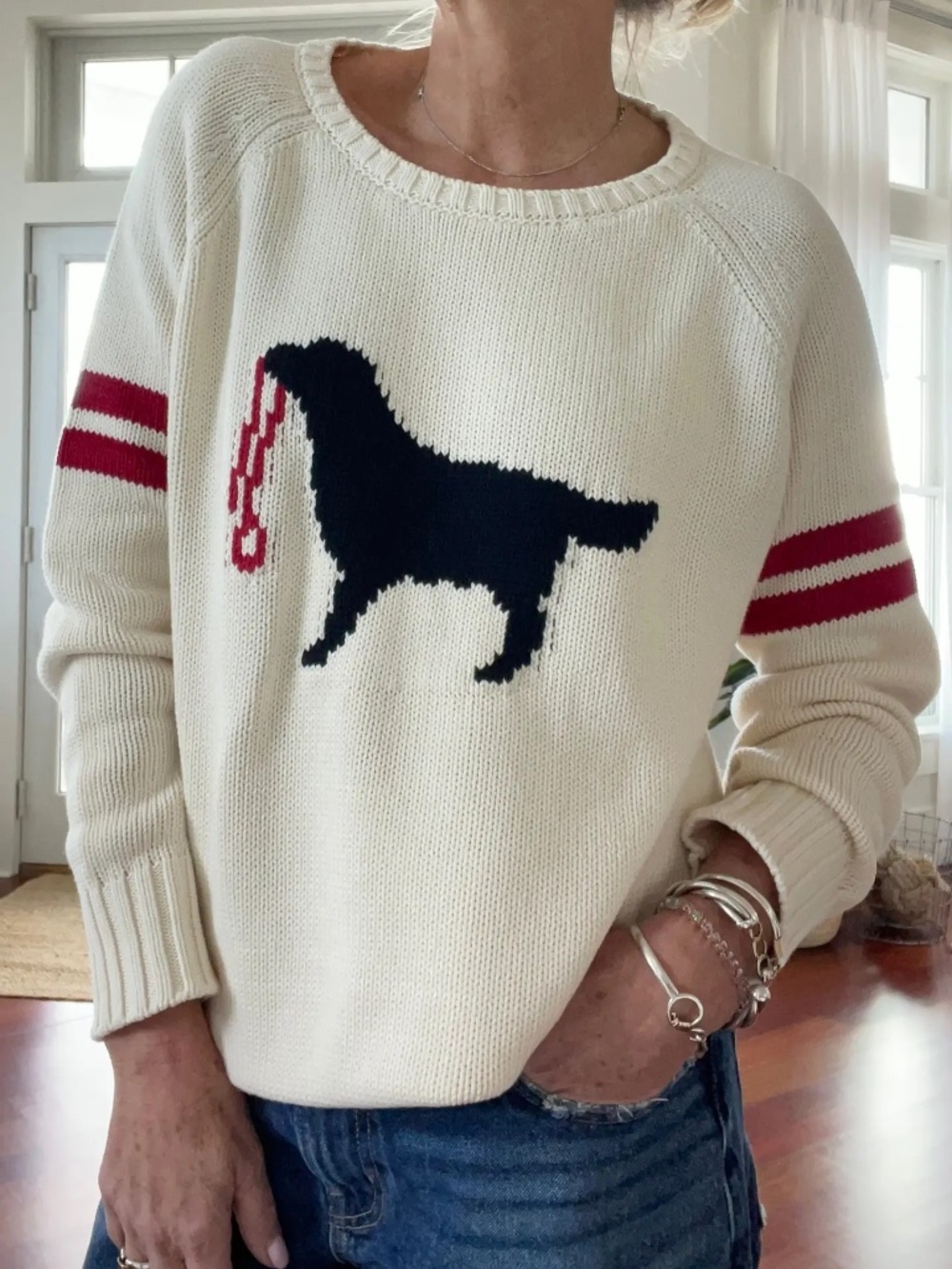NWT Cotton Sweater with Black Lab Dog